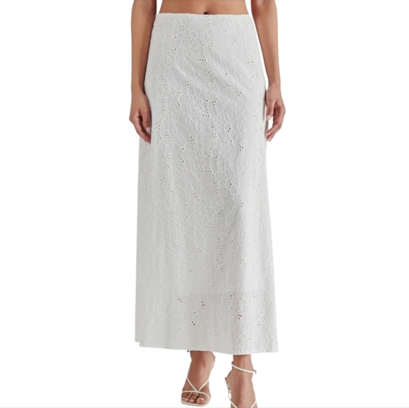 Steve Madden Dresses & Skirts - Steve Madden Amalia Eyelet Embroidered Cotton Maxi Skirt, Small